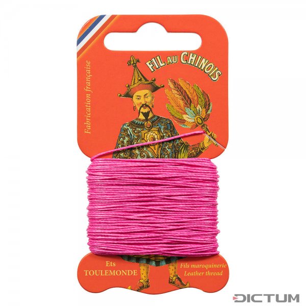FIL AU CHINOIS 亚麻线，打蜡，粉红色，15米