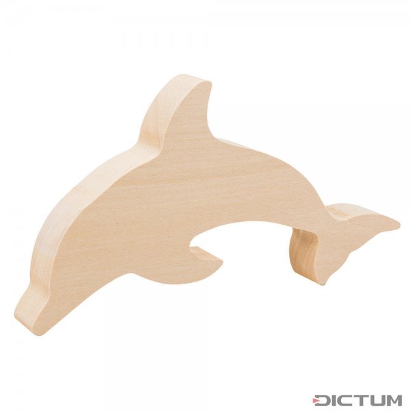 Półfabrykat snycerski, drewno lipowe, delfin