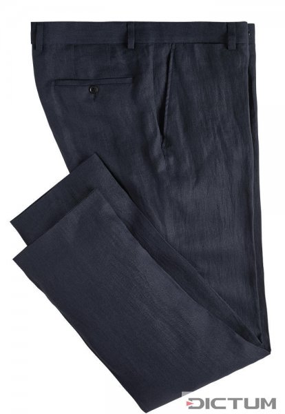 Men's Trousers, Irish Linen, Dark Blue, Size 48