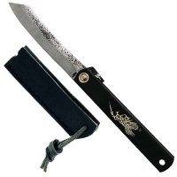 Couteaux pliant Higo-Style Kuro, étui-rabat cuir incl.