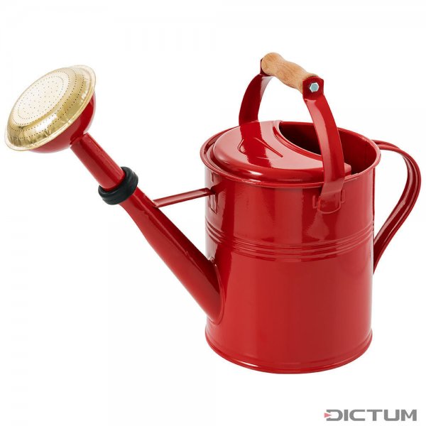 Regadera redonda con mango de madera, 5 l, roja