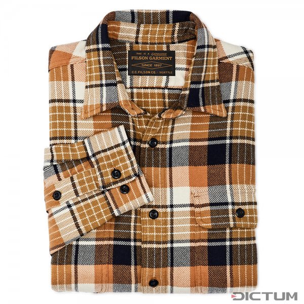 Filson Vintage Flannel Work Shirt, Navy/Cumin/Red, Size L