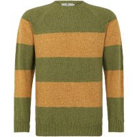 Sweter męski z okrągłym Sweter męski z okrągłym dekoltem, zielony lodenowy/kminkowy, rozmiar M