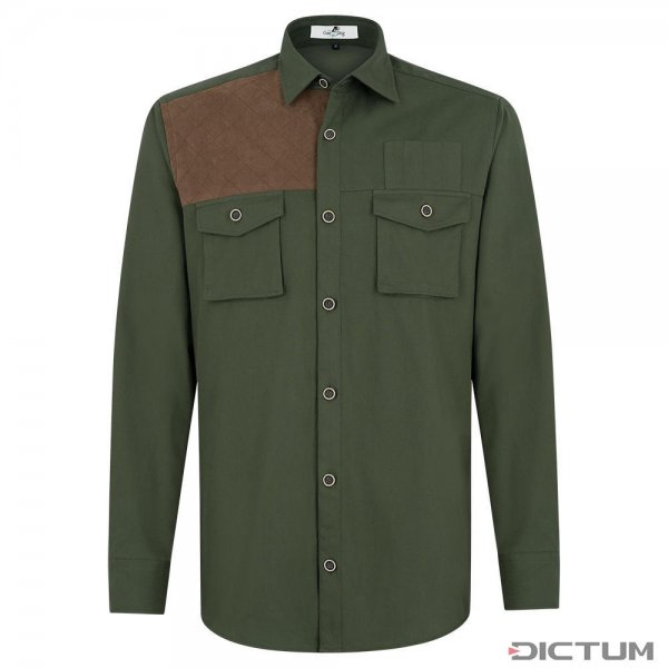 Men's Safari Shirt, Cotton Twill, Forest, Size 40