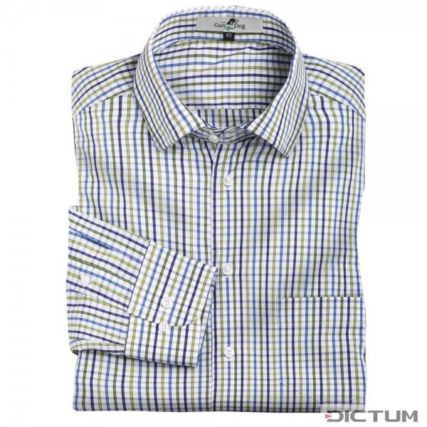 Camisa para hombre a cuadros, azul/verde/blanco, puño combinado, talla 39
