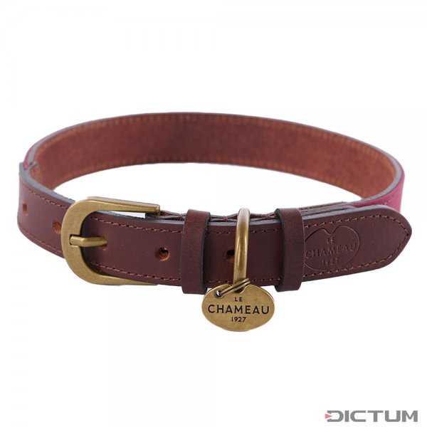 Collare per cani Le Chameau, pelle/tela, Rouge, taglia L