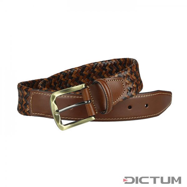 Cinturón de cuero tejido Athison, marrón, XS-S