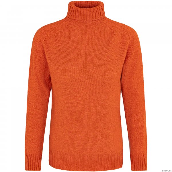 Maglione a collo alto in lana d'agnello da donna, arancione, taglia S