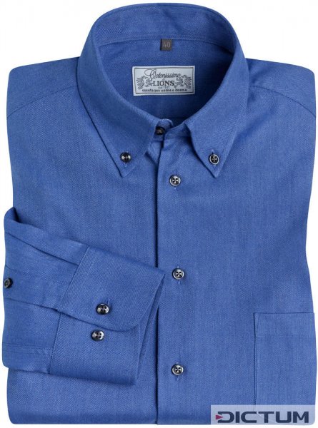 Camisa para hombre, franela en espiga, azul medio, talla 46