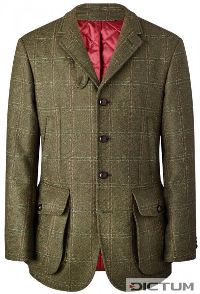 Men's Hunting Jacket, Chequered Tweed, Green, Size 58