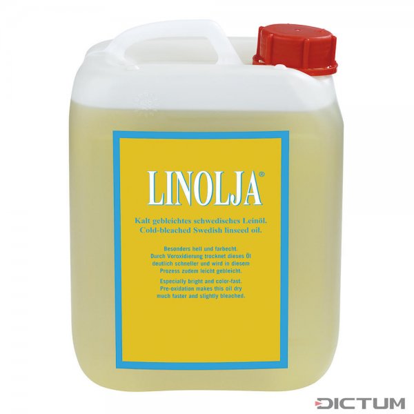 Huile de lin suédoise écologique Linolja, blanchie à froid, 5 l