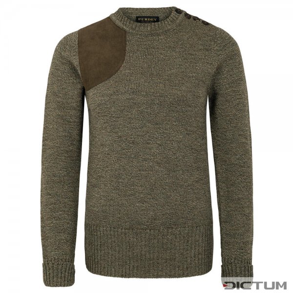 Purdey sweter damski myśliwski, One Shoulder, zielony/brązowy, rozmiar 34