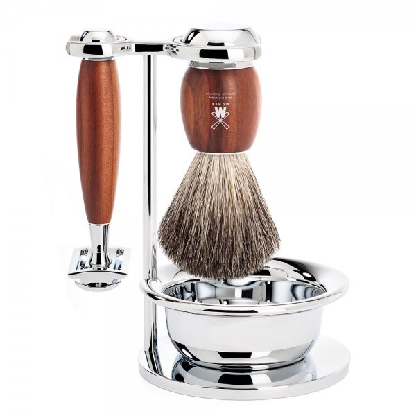 Set da barba Mühle »Vivo«, 4 pezzi, legno di prugno