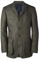 Men's Jacket, Linen, Men's Jacket, Linen, Dark Blue-Natural Beige, Size 48