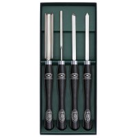 Crown Turning Tools, 4-Piece Set, Cryogenic, Black Stained Ash Handle