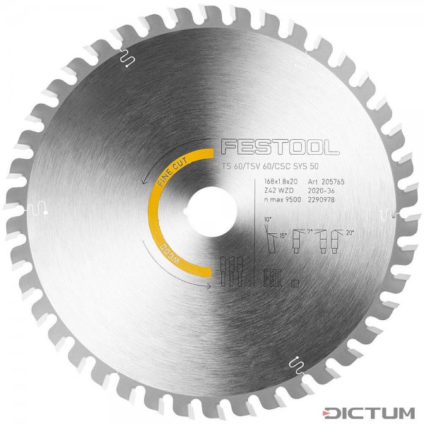 Festool Saw blade WOOD FINE CUT HW 168x1,8x20 WD42