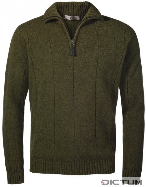 Мужской пуловер на молнии мериносовый поссум, оливково-меланжевый, размер XXL