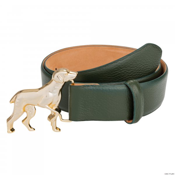 Leather Belt »Pointer«, Loden, Size XS (80 cm)