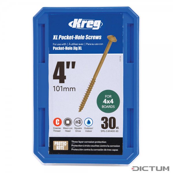 Kreg XL Pocket-Hole Screws 4 x 101 mm, 30 Stück