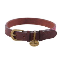 Le Chameau Dog Collar, Le Chameau Dog Collar, Leather/Canvas, Vert Chameau, Size L