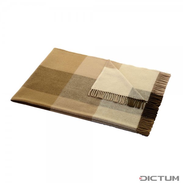 Manta de pura lana virgen, beige/marrón, 130 x 180 cm