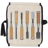 Tataki Nomi Chisels, Tataki Nomi Chisels, 6-Piece Set in a Cotton Tool Roll