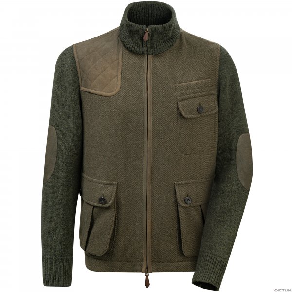 Veste tricotée en loden p. homme Habsburg » Hirschenau «, mousse/marron terre/50