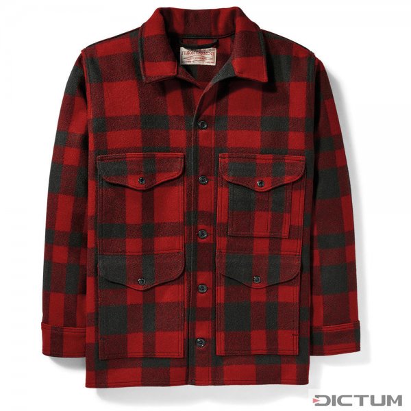 Шерстяная дорожная куртка Filson Mackinaw, красно-черный плед, размер XXL