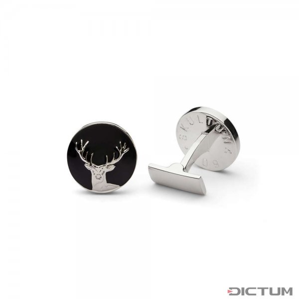 Cufflinks »Stag«, Green, Silver-plated