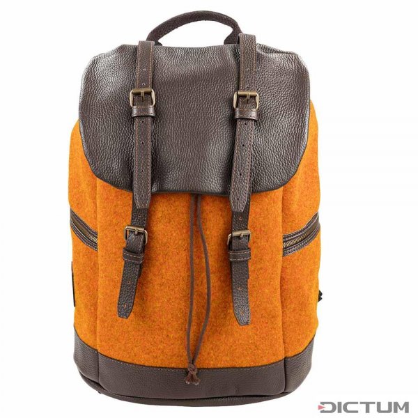 Backpack, Wool with Leather, Orange