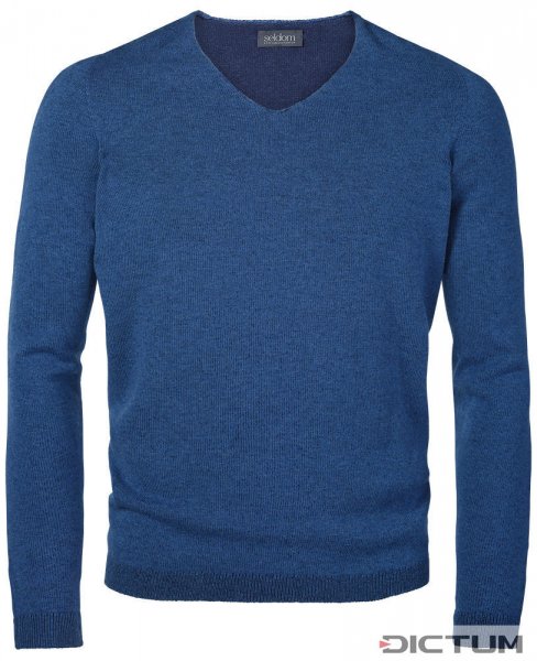 Seldom Men's Sweater V-neck, Medium and Dark Blue, Size L