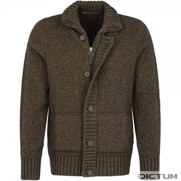 Cardigan pour homme en laine Mérinos/fourrure d’opossum, mélange brun gris, XXL