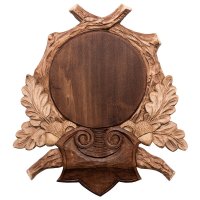 Hand-Carved Trophy Plate »Boar«, Multiple Stained