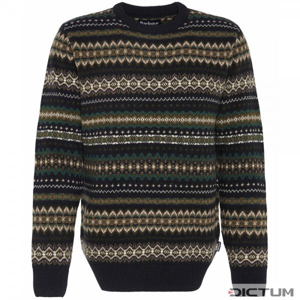 Barbour Men's Fair Isle Sweater, Black Marl, Size L