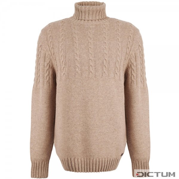 Pull à col roulé en tricot tressé pour homme Barbour, beige pierre, taille M