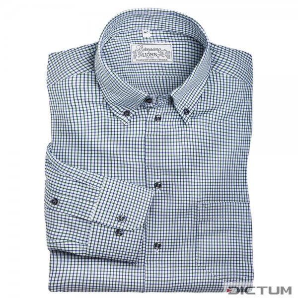 Men's Shirt, Chequered, White/Blue/Green, Size 40