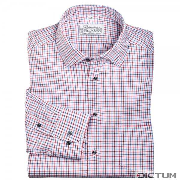 Men's Shirt, Chequered, White/Blue/Red, Size 46
