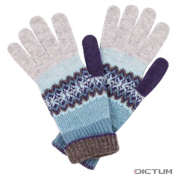 Eribé Fair Isle »Alba« Gloves, Light Grey/Blue