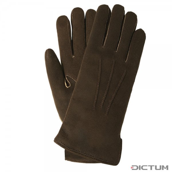 RIED Ladies Gloves, Nappa Roe Deerskin, Cashmere Lining, Dark Brown, Size 7.5