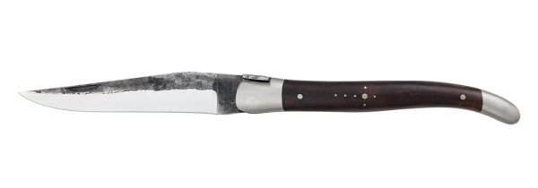 Cuchillo plegable Laguiole con hoja forjada negra, madera de palo fierro