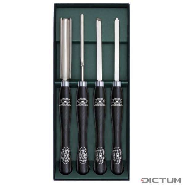 Crown Turning Tools, 4-Piece Set, Cryogenic, Black Stained Ash Handle