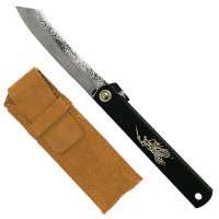 Folding Knife Higo-Style Kuro, incl. Leather Sheath