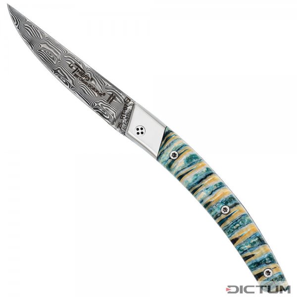 Cuchillo plegable Le Thiers RLT Damasco, muela de mamut