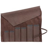 Deluxe Knife Roll, Cowhide with Kevlar Reinforcement, 6 Pockets, Brown