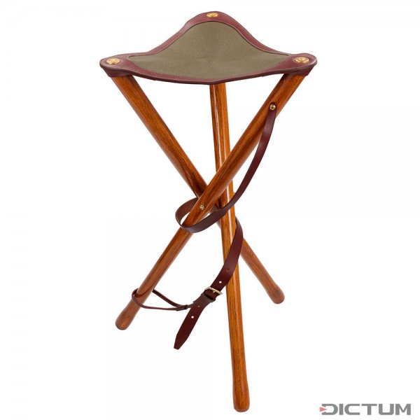 Alexandre Mareuil Hunting Chair, Leather/Wood, Khaki, 70 cm