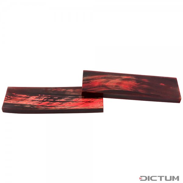 Cachas de cuerno de búfalo teñido, par, negro/rojo 130 x 38 x 8 mm