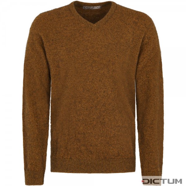 Possum Merino Men’s V-neck Sweater, Medium Brown Melange, Size M