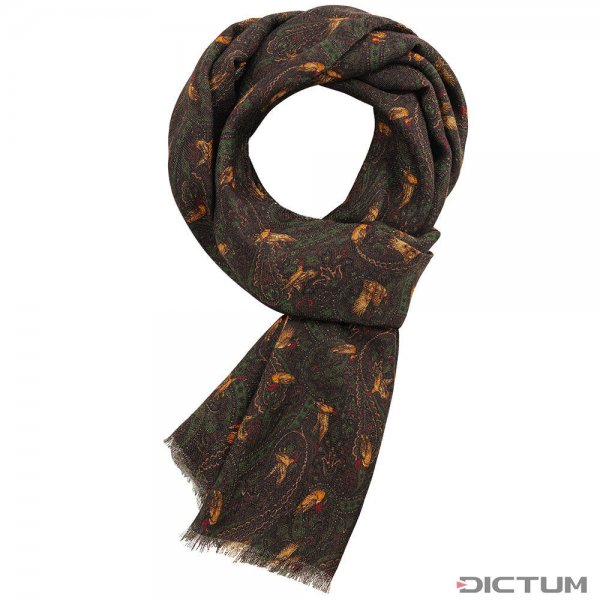 Hunting Scarf, Duck/Paisley, 70 x 170 cm, Wool, Red/Green