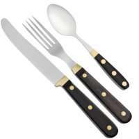 Rustic Cutlery Set, Ebony, with Buckels Table Knife
