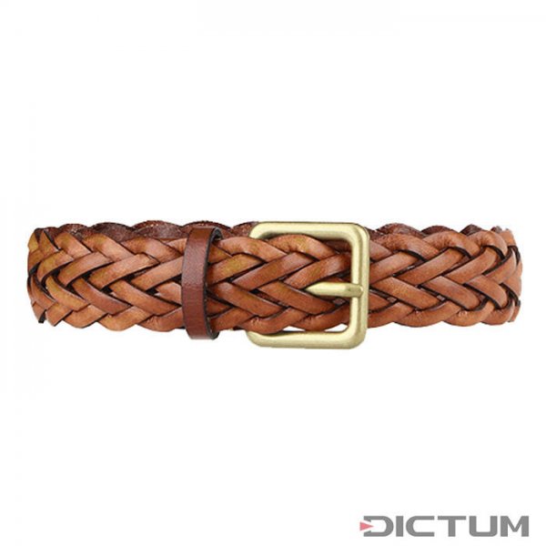 Athison Braided Leather Belt, Light Brown, M